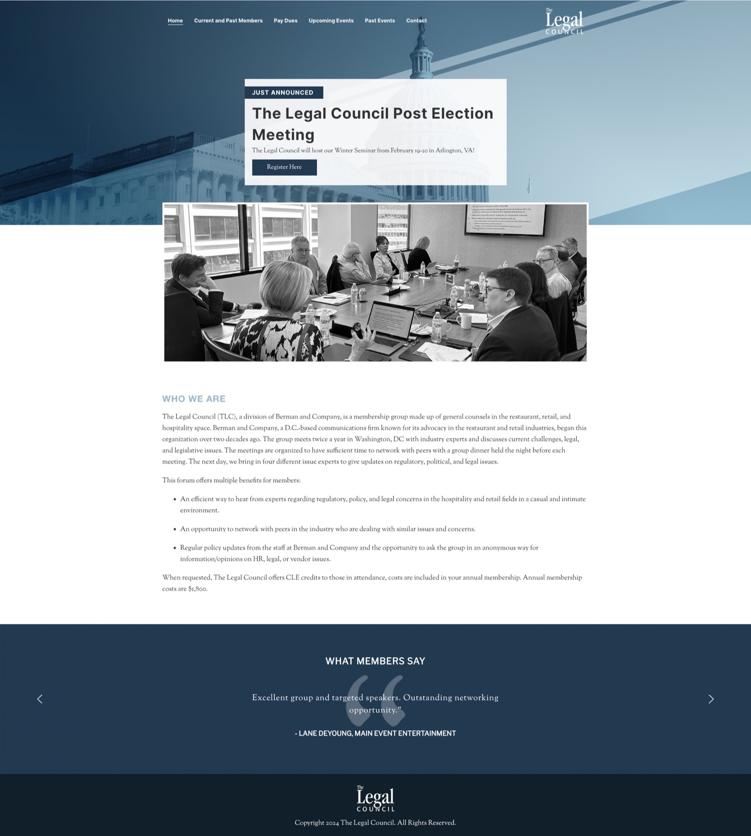 The Legal Council website before the rebrand